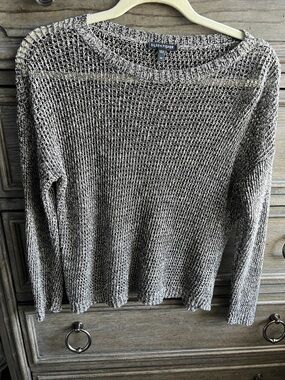 Eileen Fisher Open-Weave Crewneck Sweater in Heathered Taupe